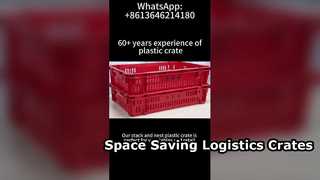 Empilhar e aninhar caixa de plástico para exibição de vegetais | Solução de armazenamento ventilado para supermercado