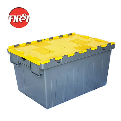 comprar Caixas moventes plásticas com tampas anexadas 600x400mm Caixa industrial nestable & empilhável da logística do Euro Fabricação em linha