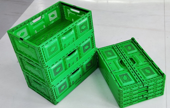 comprar 600x400mm Caixas empilháveis dobráveis Caixas de plástico para armazenamento de malha Fabricação em linha