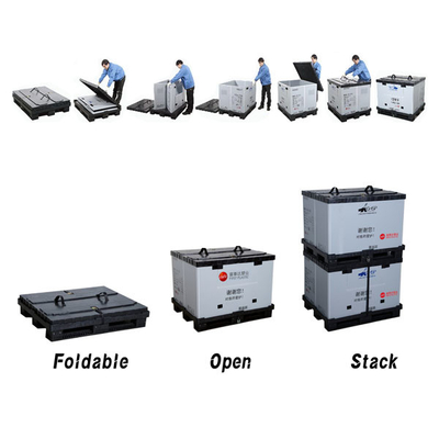 comprar Container de paletes de plástico dobrável de 4 vias para peças de automóveis transporte e armazenamento Fabricação em linha