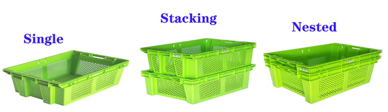 Caixas móveis de plástico para frutas e legumes Tamanho interno 590x410x330mm