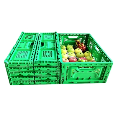 Caixa de plástico empilhável de carga pesada personalizada para supermercado de fazenda dobrável 570 * 370 * 210mm