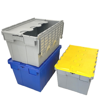 Caixas móveis empilháveis de plástico para alimentos Container com tampa para armazenamento 600x400x315mm